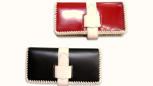 ランドセルリメイク レース編み長財布〈差し込み仕様/ヌメ革×豚革仕様〉